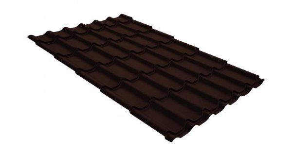 Металлочерепица классик GL 0,5 GreenCoat Pural Matt RR 887 шоколадно-коричневый (RAL 8017 шоколад) купить в Евпатории
