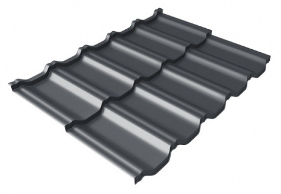 Металлочерепица модульная Квинта Uno Grand Line c 3D резом 0,5 Satin Мatt RAL 7024 мокрый асфальт купить в Евпатории