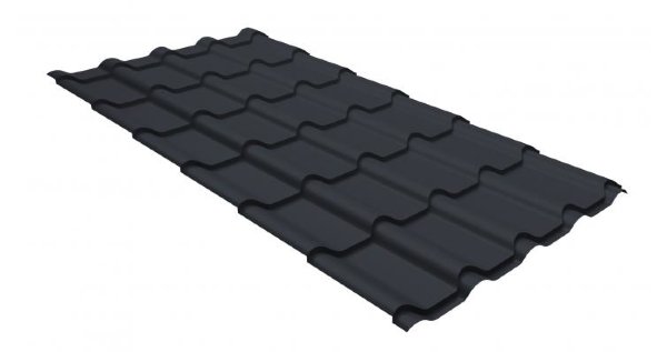 Металлочерепица камея GL 0,5 GreenCoat Pural matt RR 23 темно-серый (RAL 7024 мокрый асфальт) купить в Евпатории