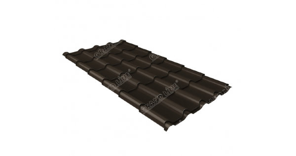 Металлочерепица камея GL 0,5 GreenCoat Pural RR 32 темно-коричневый (RAL 8019 серо-коричневый) купить в Евпатории