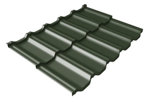 Металлочерепица модульная Квинта Uno Grand Line c 3D резом 0,5 GreenСoat Pural RR 11 темно-зеленый (RAL 6020 хромовая зелень) купить в Евпатории