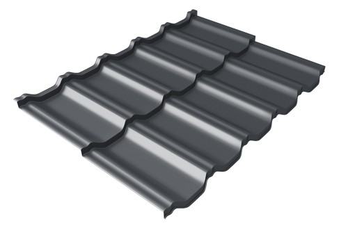 Металлочерепица модульная Квинта Uno Grand Line c 3D резом 0,5 Quarzit lite RAL 7024 мокрый асфальт купить в Евпатории
