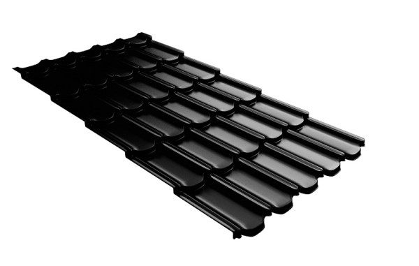 Металлочерепица квинта плюс с 3D резом 0,5 GreenСoat Pural Matt RR 33 черный (RAL 9005 черный) купить в Евпатории
