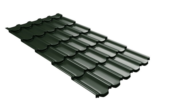 Металлочерепица квинта плюс с 3D резом 0,5 GreenСoat Pural RR 11 темно-зеленый (RAL 6020 хромовая зелень) купить в Евпатории