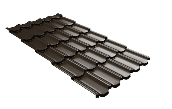 Металлочерепица квинта плюс с 3D резом 0,5 GreenСoat Pural RR 32 темно-коричневый (RAL 8019 серо-коричневый) купить в Евпатории