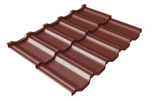 Металлочерепица модульная Квинта Uno Grand Line c 3D резом 0,5 Satin RAL 3009 оксидно-красный купить в Евпатории