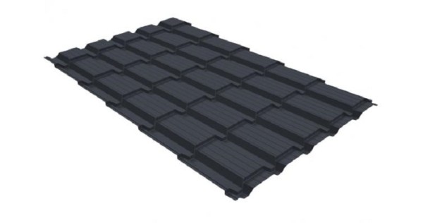 Металлочерепица GL квадро профи 0,5 GreenCoat Pural RR 23 темно-серый (RAL 7024) мокрый асфальт купить в Евпатории