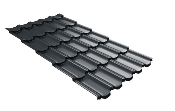 Металлочерепица квинта плюс с 3D резом 0,5 Satin RAL 7016 антрацитово-серый купить в Евпатории